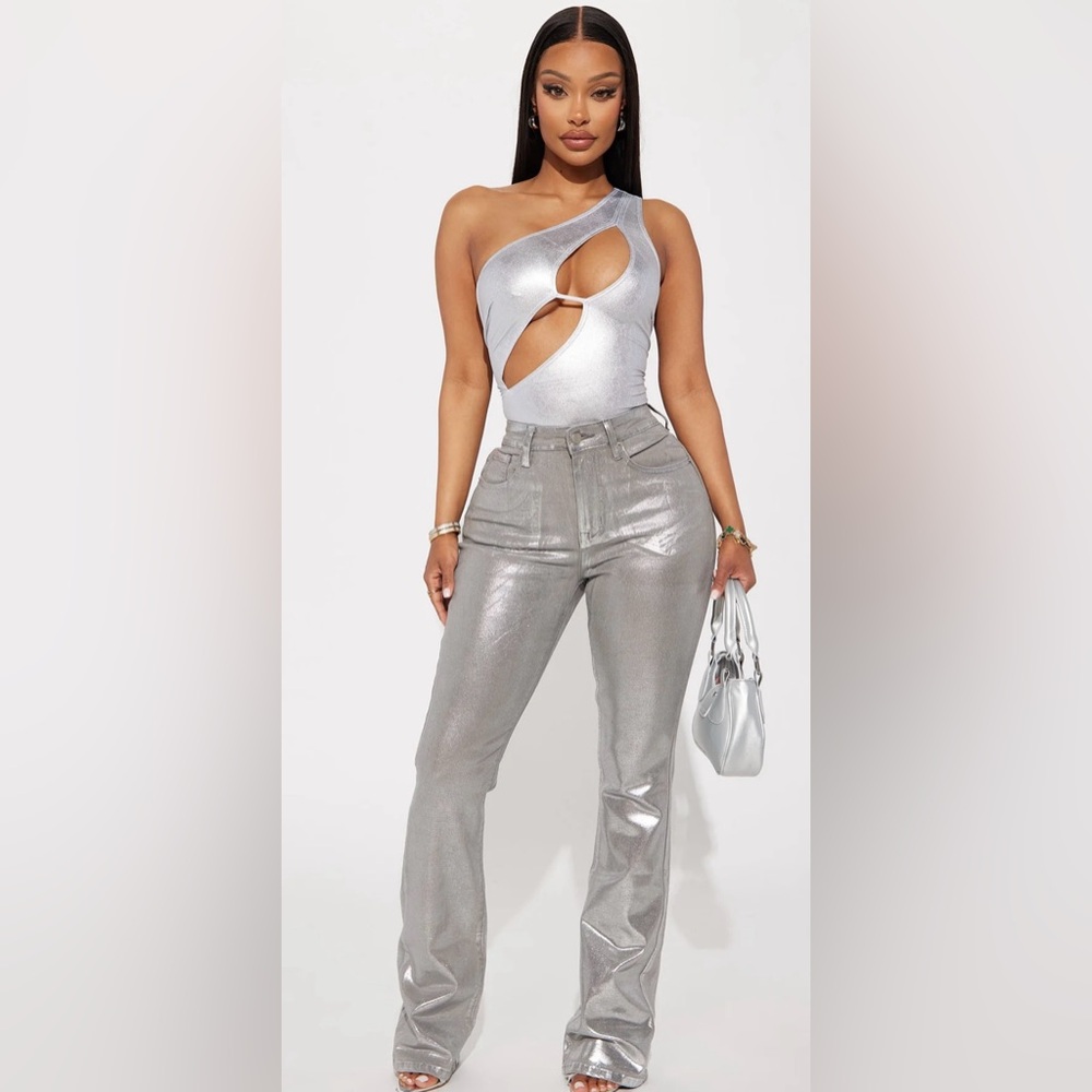 Fashion Nova Silver Boot Cut Pants